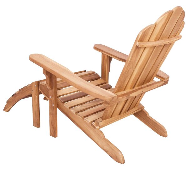 Kerti Adirondack szék lábtartóval Természetes Tömör Teakfa