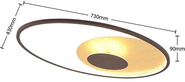 Lindby LED mennyezeti lámpa Feival, 73 cm, rozsda/arany, fényerőszabályzóval, dimmelhető, Barna / rozsda, Nappali / Étkező, fém, Modern