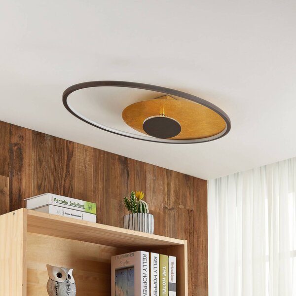 Lindby LED mennyezeti lámpa Feival, 73 cm, rozsda/arany, fényerőszabályzóval, dimmelhető, Barna / rozsda, Nappali / Étkező, fém, Modern