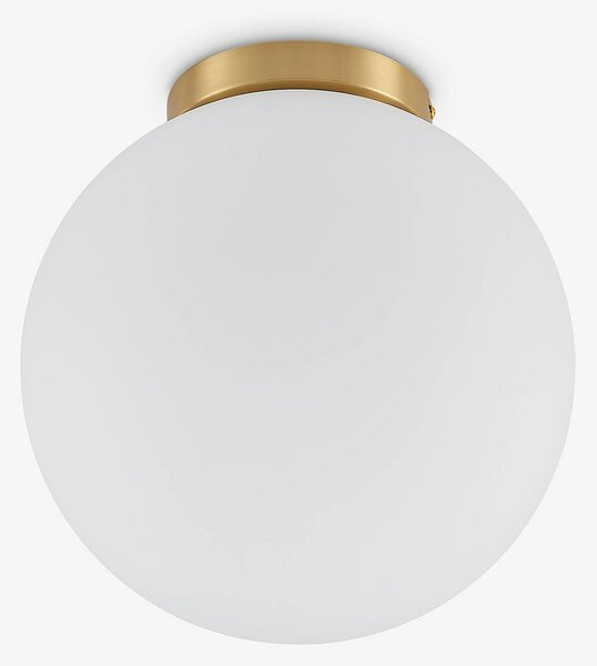 Lindby Meriala mennyezeti lámpa sárgaréz, üveg Ø 30cm, dimmelhető, Fehér / opál, Nappali / Étkező, Üveg