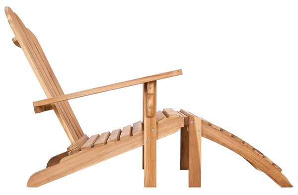 Kerti Adirondack szék lábtartóval Természetes Tömör Teakfa
