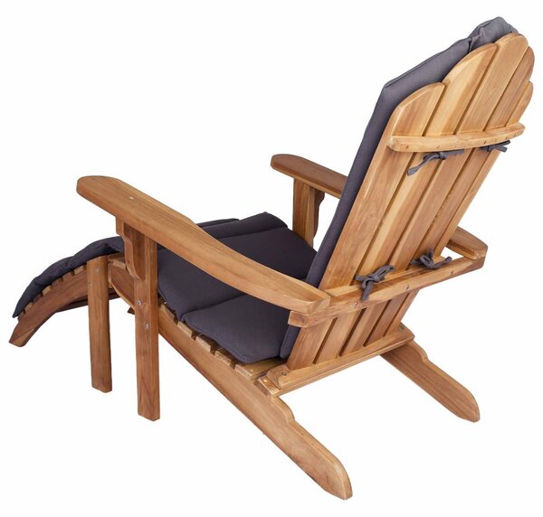 Kerti Adirondack szék lábtartóval Természetes Tömör Teakfa