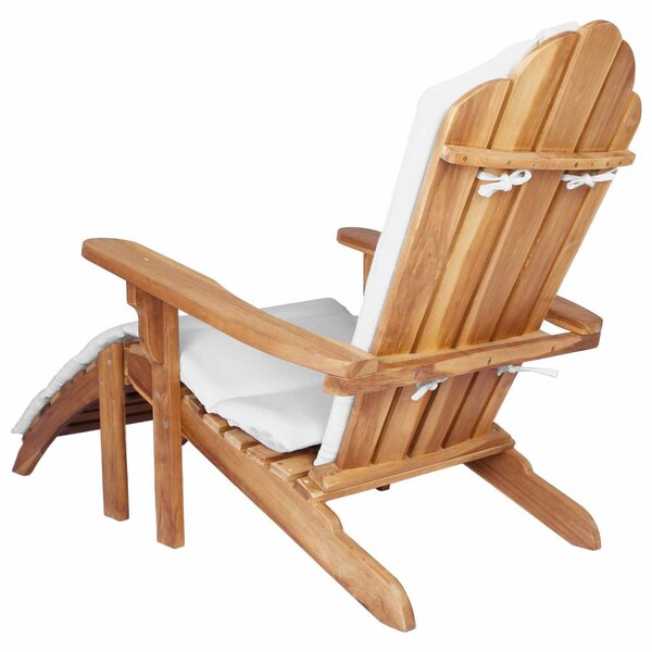 Kerti Adirondack szék lábtartóval Természetes Tömör Teakfa
