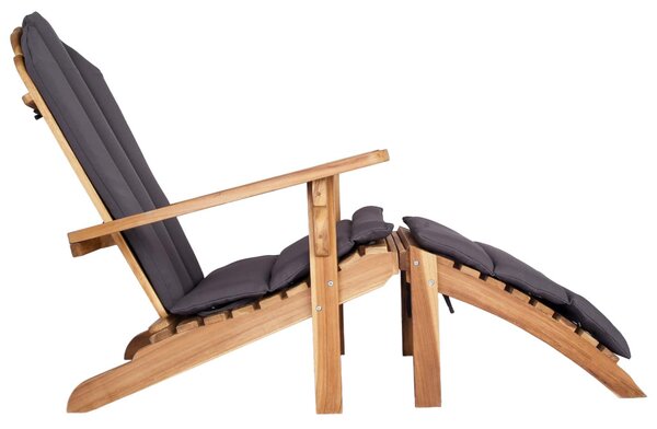 Kerti Adirondack szék lábtartóval Természetes Tömör Teakfa