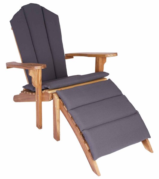 Kerti Adirondack szék lábtartóval Természetes Tömör Teakfa