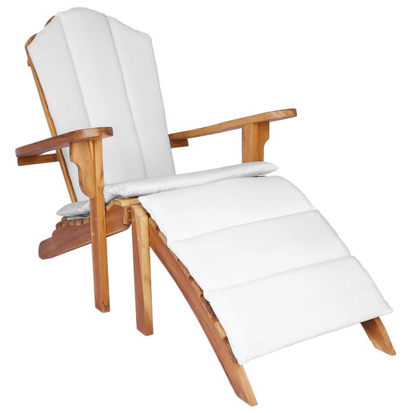 Kerti Adirondack szék lábtartóval Természetes Tömör Teakfa