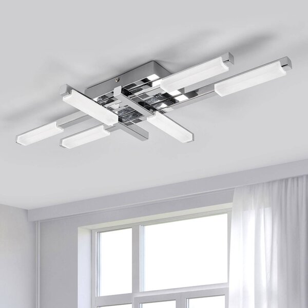 Lindby LED mennyezeti lámpa Patrik, 62 cm, 6 lámpás, króm, IP44, Króm / ezüst, Fürdőszoba, fém, Modern
