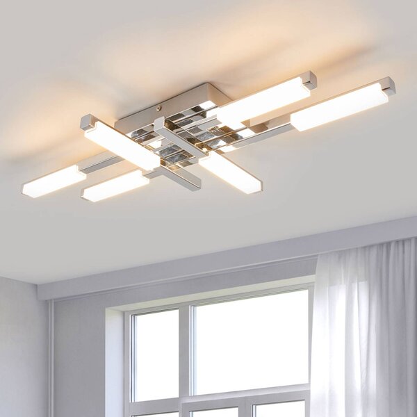Lindby LED mennyezeti lámpa Patrik, 62 cm, 6 lámpás, króm, IP44, Króm / ezüst, Fürdőszoba, fém, Modern