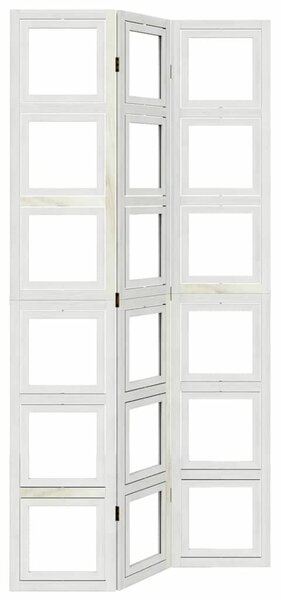 3 Paneles Fehér Tömörfa Térelválasztó - 105-110 x 220 cm