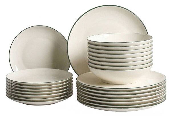 24 darabos étkészlet CUMIN Porcelán Törtfehér/zöld