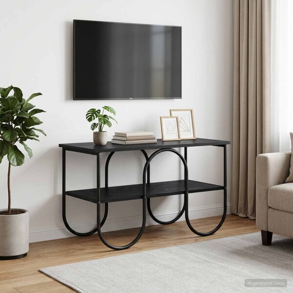 TV állvány 80 x 40 x 50 cm Fekete Tölgy Szerelt Fa
