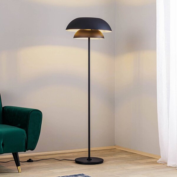 Lucande állólámpa Kellina, 151 cm, fekete, fém, E27, Fekete, Nappali / Étkező, fém, Dizájn