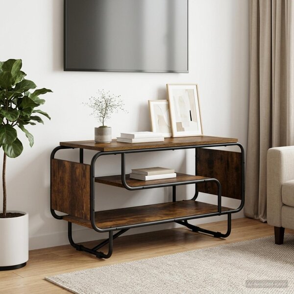 TV állvány 80 x 36 x 45 cm Füstös Tölgy Szerelt Fa