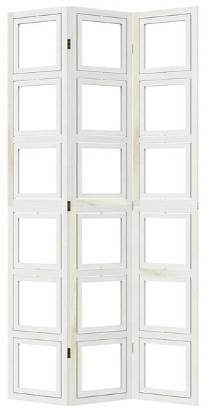 3 Paneles Fehér Tömörfa Térelválasztó - 105-110 x 220 cm