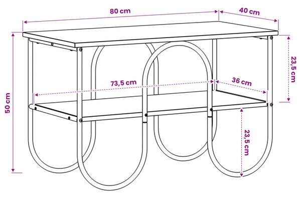TV állvány 80 x 40 x 50 cm Kézműves Tölgy Szerelt Fa