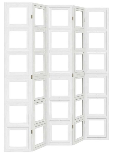 VidaXL 5 Paneles Fehér Tömörfa Paraván - 175-180 x 220 cm