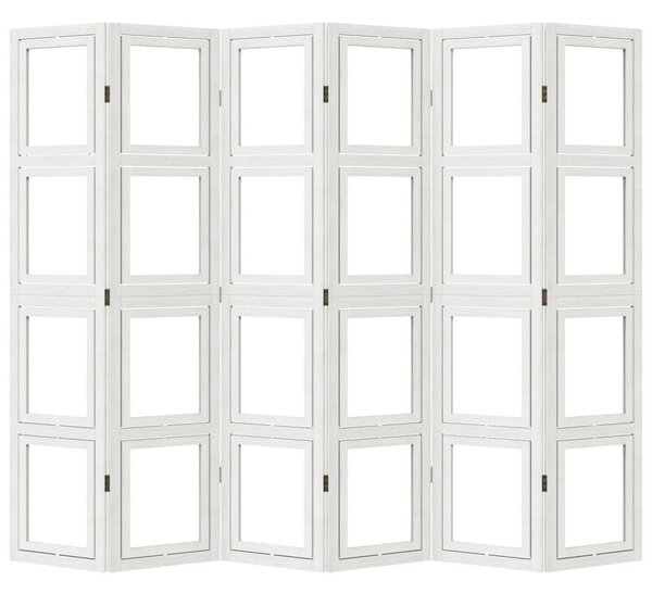 VidaXL 6 Paneles Fehér Tömörfa Térelválasztó - 210x180cm