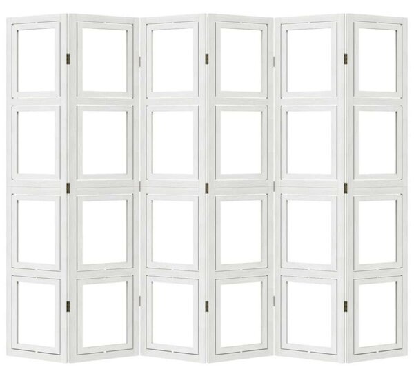 VidaXL 6 Paneles Fehér Tömörfa Térelválasztó - 210x180cm