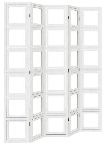 VidaXL 5 Paneles Fehér Tömörfa Paraván - 175-180 x 220 cm