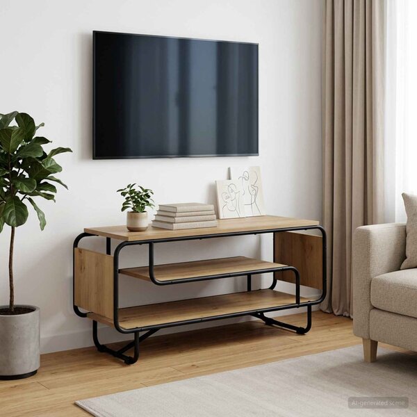 TV állvány 98 x 36 x 45 cm Kézműves Tölgy Szerelt Fa