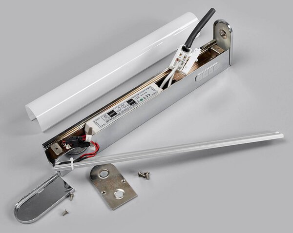 Lindby Jesko LED fali lámpa fürdőbe 3 000-6 500 K, 33cm, dimmelhető, Króm / ezüst, Fürdőszoba, Műanyag, Modern