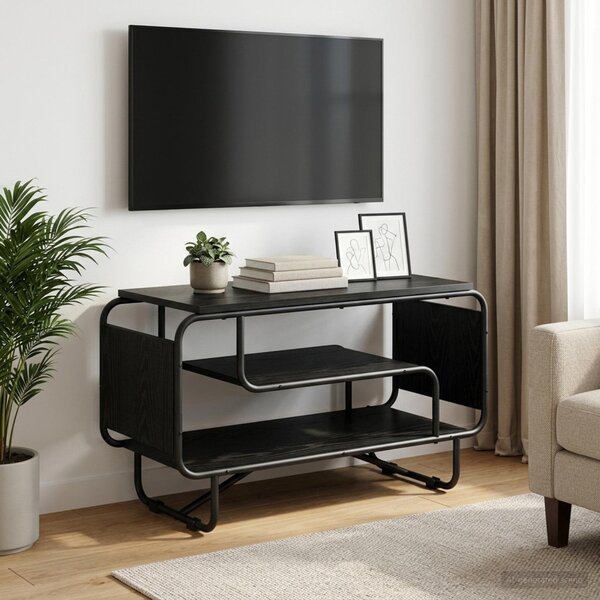 TV állvány 80 x 36 x 45 cm Fekete Tölgy Szerelt Fa