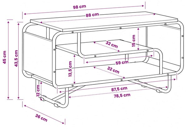 TV állvány 98 x 36 x 45 cm Antik Fa Szerelt Fa