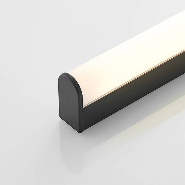 Lindby Ulisan LED fali lámpa fürdőbe, kerek 58,8m, Fekete, Fürdőszoba, Alumínium, Modern
