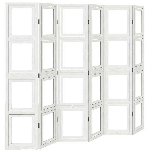 VidaXL 6 Paneles Fehér Tömörfa Térelválasztó - 210x180cm