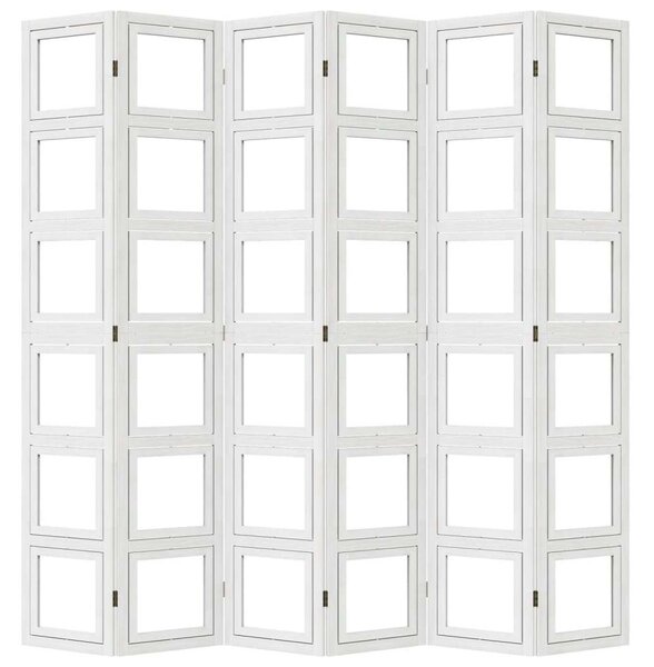 VidaXL Paraván - 6 Paneles - Fehér - Tömörfa - 210x220cm