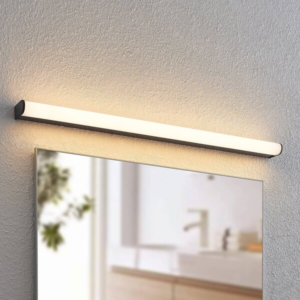 Lindby Ulisan LED fali lámpa fürdőbe, kerek 88,8cm, Fekete, Fürdőszoba, Alumínium, Modern