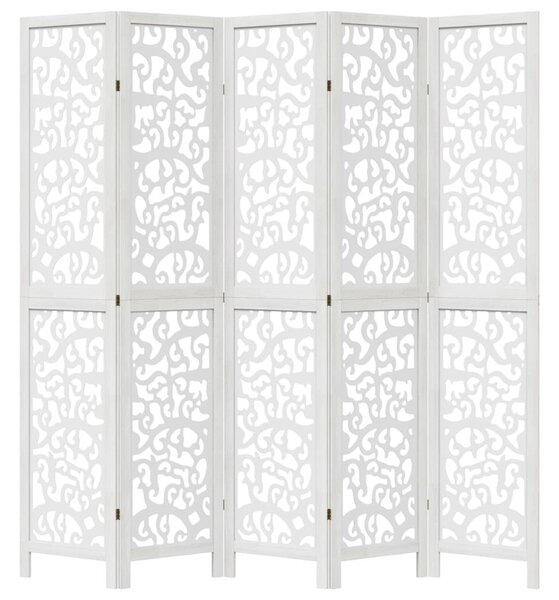 VidaXL 5 Paneles Fehér Fa Paraván - 175-180 x 200 cm