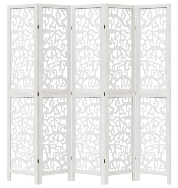 VidaXL 5 Paneles Fehér Fa Paraván - 175-180 x 200 cm