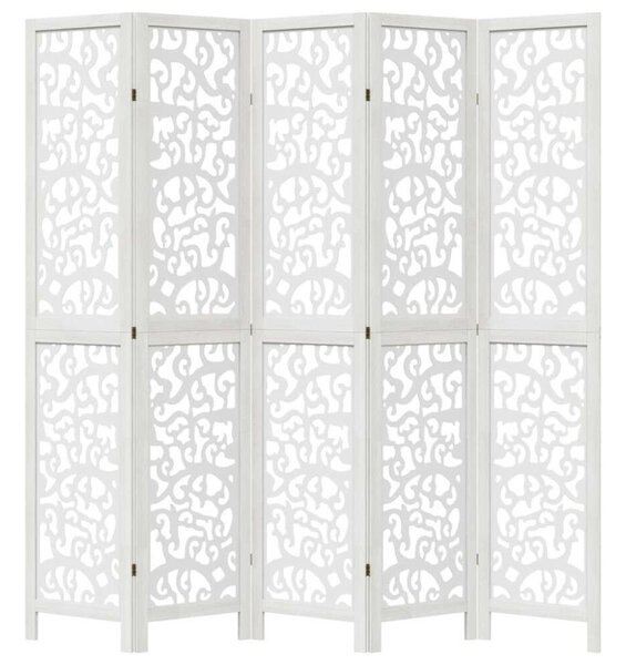 VidaXL 5 Paneles Fehér Fa Paraván - 175-180 x 200 cm