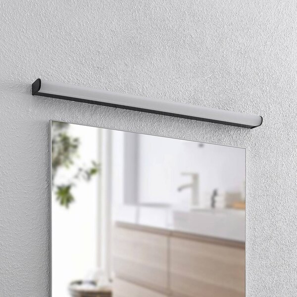 Lindby Ulisan LED fali lámpa fürdőbe, kerek 88,8cm, Fekete, Fürdőszoba, Alumínium, Modern