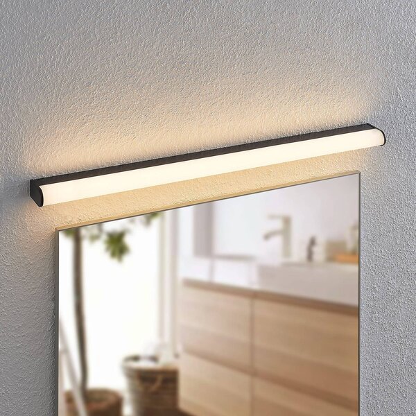 Lindby Ulisan LED fali lámpa fürdőbe, kerek 88,8cm, Fekete, Fürdőszoba, Alumínium, Modern