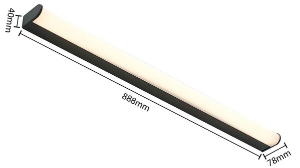 Lindby Ulisan LED fali lámpa fürdőbe, kerek 88,8cm, Fekete, Fürdőszoba, Alumínium, Modern