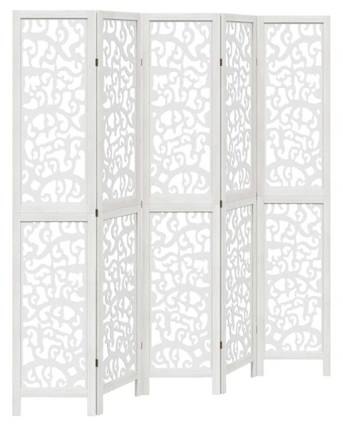 VidaXL 5 Paneles Fehér Fa Paraván - 175-180 x 200 cm