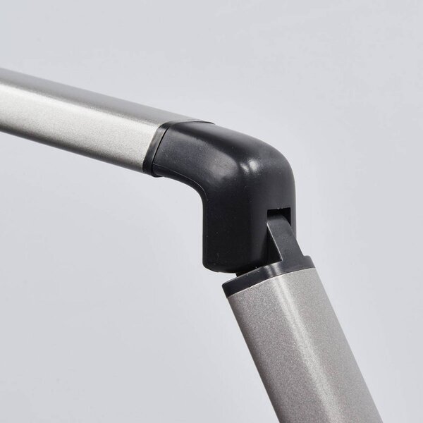 Lindby LED asztali lámpa Kuno, szürke, USB, érintéses dimmerrel, dimmelhető, Alu / szürke / cink, Dolgozószoba / Iroda, Műanyag, Modern