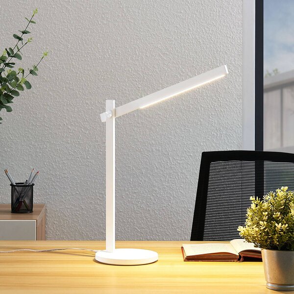 Lindby Loretta LED asztali lámpa, magasság 43 cm, fehér, CCT, dimmelhető, Fehér / opál, Dolgozószoba / Iroda, Műanyag, Modern