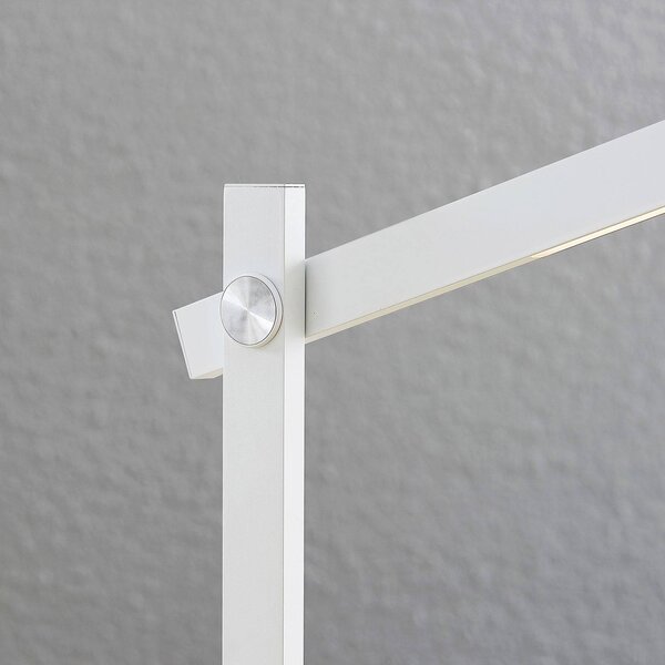 Lindby Loretta LED asztali lámpa, magasság 43 cm, fehér, CCT, dimmelhető, Fehér / opál, Dolgozószoba / Iroda, Műanyag, Modern