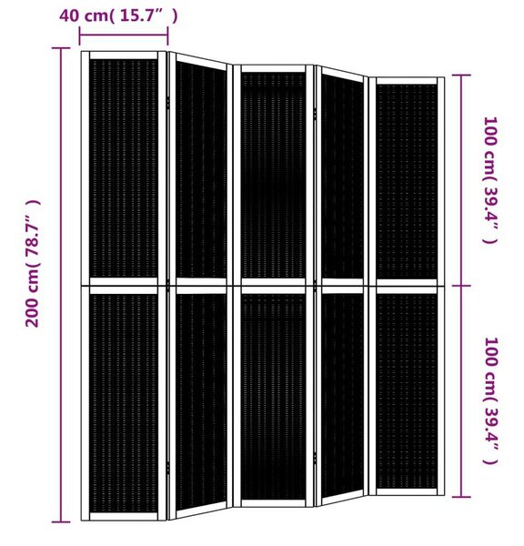 VidaXL 5 Paneles Bambusz Térelválasztó - 175-180 x 220 cm