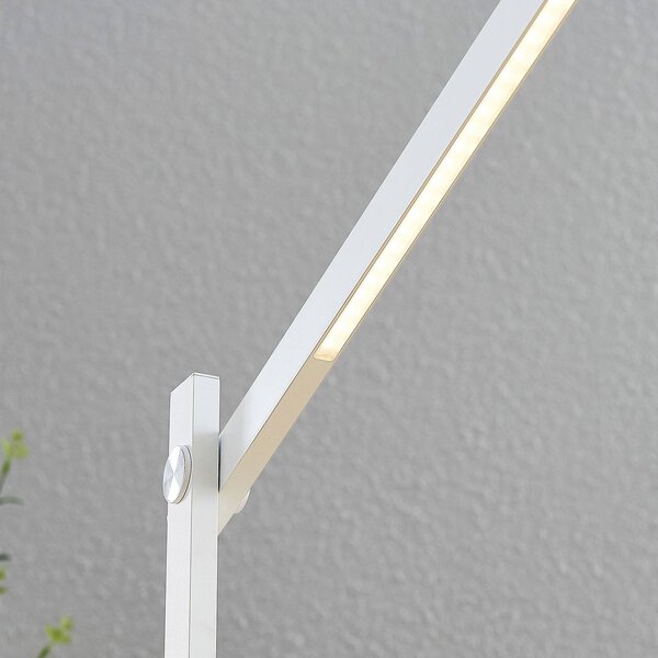 Lindby Loretta LED asztali lámpa, magasság 43 cm, fehér, CCT, dimmelhető, Fehér / opál, Dolgozószoba / Iroda, Műanyag, Modern
