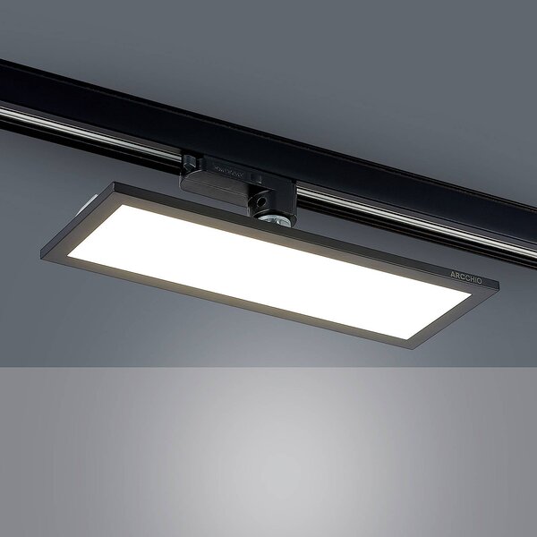 Arcchio Hairis 3-fázisú LED panel, 30 cm, fekete, 4000 K, Fekete, Dolgozószoba / Iroda, Műanyag, Modern