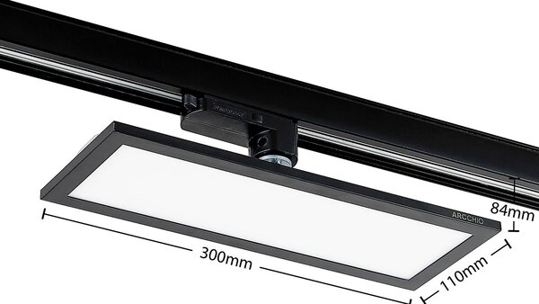 Arcchio Hairis 3-fázisú LED panel, 30 cm, fekete, 4000 K, Fekete, Dolgozószoba / Iroda, Műanyag, Modern