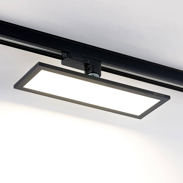 Arcchio Hairis 3-fázisú LED panel, 30 cm, fekete, 4000 K, Fekete, Dolgozószoba / Iroda, Műanyag, Modern