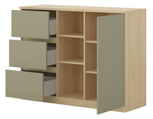 Komód Nolcala 109, Laminált forgácslap, 93x120x42cm, Tölgy, Eukaliptusz