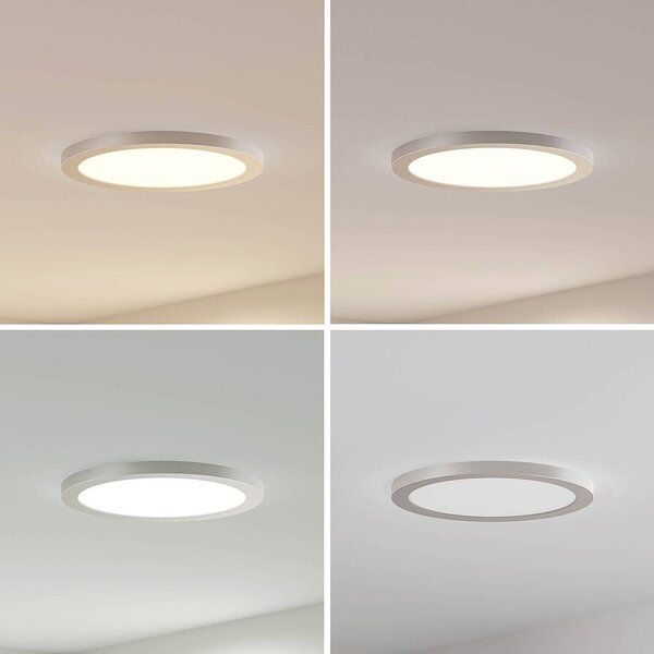 PRIOS Prios LED mennyezeti lámpa Aureka, Ø 33 cm, ezüst, fém, Alu / szürke / cink, Nappali / Étkező, Alumínium, Modern