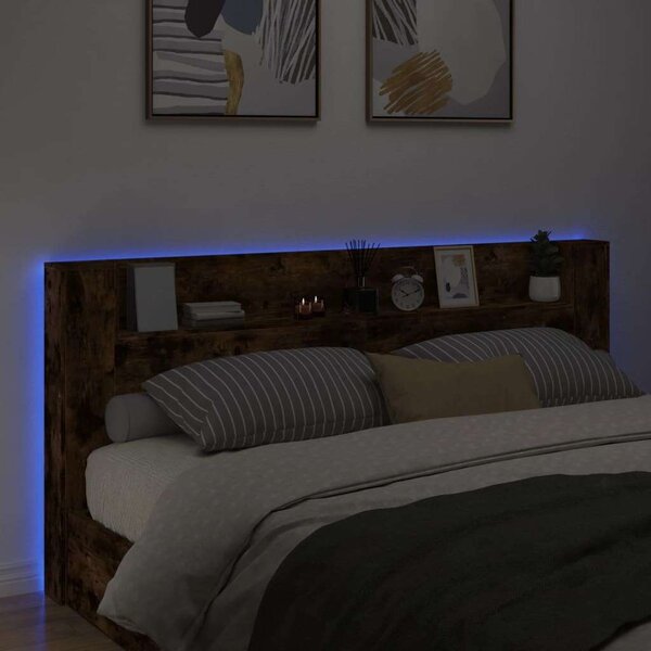 VidaXL Áthidalószekrény - LED-es - Füstös Tölgy - 220cm