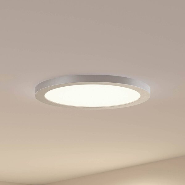 PRIOS Prios LED mennyezeti lámpa Aureka, Ø 33 cm, ezüst, fém, Alu / szürke / cink, Nappali / Étkező, Alumínium, Modern